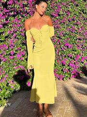 Aiertu Elegant Halter Midi Dress for Women Summer Sexy Backless Club Party Green Mesh Sheer Dresses Gown Vestido Clothes Aiertu