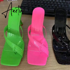 Aiertu Elegant Ladies Party Dress Shoes Slippers Summer Sandals Fashion Clip Toe Flip Flops Women Thin High Heels Sexy Pumps Plus 36-43 Aiertu
