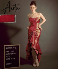Aiertu Elegant Vintage Olive Green Prom Party Gown Celebrity Dresses Sweetheart Crystal Button Pleat Taffeta Satin Evening Dress Aiertu