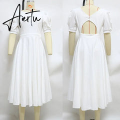 Aiertu Elegant White Dresses For Women Clothes Summer Backless Sexy Dress Party And Wedding Fashion Lady Black Dress Femme Vestido Aiertu