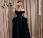 Aiertu Elegantly Off Shoulder A-line Prom Dresses Luxury Brilliant Diamond Long Sleeves Aiertu