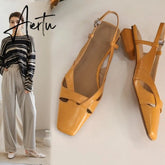 Aiertu Fashion Casual Women Sandals Buckle Strap Footwear Heels Women Shoes Sandals Female Genuine Leather Girl Wedding Shoes Summer Aiertu