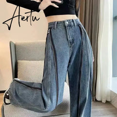 Aiertu Fashion Loose Jeans For Women Spring Autumn New Casual High Waist Wide Leg Straight Trousers Vintage Denim Baggy Pants Aiertu