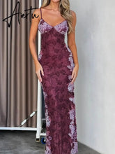 Aiertu Fashion Print Sleeveless Maxi Dress for Women Sexy Backless Sleeveless Bubble Dresses 2024 New Spring Summer Lady Beach Vestidos Aiertu