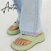 Aiertu Fashion Slippers Women Clip Toe Sandal Wedge Platform Shoes Women Casual Beach Dress Heels Slipper Female Flip Flops Shoes Woman Aiertu