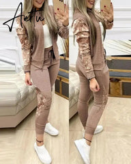 Aiertu Fashion Tracksuit 2 Piece Set Autumn Winter Zipper Jacket + Long Pants Sports Suit Female Sweatshirt Sportswear Suit For Woman Aiertu