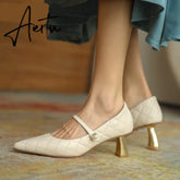 Aiertu Fashion Woman Shoes Pointed Fine with Heels Shallow Mouth High Heels Soft Leather Pumps Shoes Mujer Aiertu