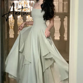 Aiertu French Elegant Ruffles White Midi Dresses Summer New Evening Party Women Clothes Fashion Sundress Birthday Ladies Dresses Aiertu