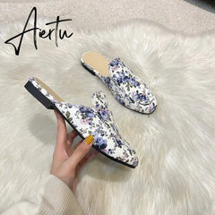 Aiertu Half Slippers Women Summer Wear Muller Shoes New Flat Sandals Aiertu