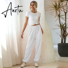 Aiertu Harajuku Joggers Wide Leg SweatPants Women Trousers High Waist Pants Streetwear Korean Casual Pant Femme Fall New Aiertu