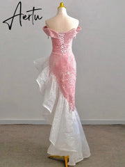 Aiertu Host Evening Dress Luxury Dress Party Sexy Skirt Bare Chest And Sleeveless Dress Party Bridal Toast Dress Pink Glitter Skirt Aiertu