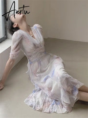 Aiertu Hstar Summer New Women Fashion Elegant Midi Dresses Female Casual A-Line Evening Party Vestdios Clothes traf robe Aiertu