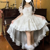 Aiertu Japanese Kawaii Lolita Jsk Dress Women Sweet Cute Bow Flower Wedding Party Mini Dresses Gothic Y2k Sleeveless Princess Dresses Aiertu