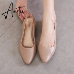 Aiertu Jelly Sandals Women Pointed Toe Chunky Med High Heels Flip Flops Slingback Casual Candy Skidproof Beach Shoes For Women Aiertu