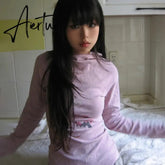 Aiertu Karrram Japanese Y2k Hooded T-shirt Vintage Tattoo Print Long Sleeve Tshirt Grunge Aesthetics Hooded Tops American Retro 2000s Aiertu