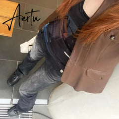 Aiertu Karrram Vintage Distressed Low Waist Jeans Grunge Asymmetrical Waist Denim Pant Korean Fashion Black Flare Jeans Kpop Streetwear Aiertu
