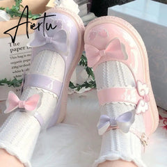 Aiertu Kaweii Lolita Shoes Sweet Summer Mary Janes Woman Flats Patchwork Japanese Style Fashion Cute Party Jk Shoes for Girls Aiertu