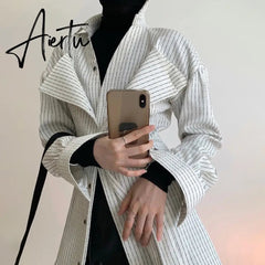 Aiertu Korean Patchwork Ruffle Shirt For Women Lapel Long Sleeve Striped Casual Fake Two Shirts Female Fashion New Clothes Aiertu