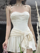 Aiertu Korean Version Of Sling Lotus Leaf Dress For Women Backless Slim Ladies Outfits Street Sleeveless Mini Dresses Femme Aiertu