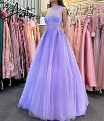 Aiertu Lavender Purple Prom Dresses Glitter Beaded Bride Wedding Dress A-shaped Evening Dresses Party Dress Aiertu