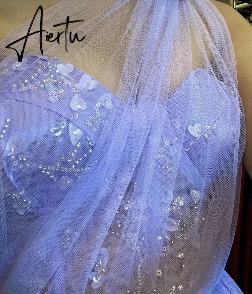 Aiertu Lavender Purple Prom Dresses Glitter Beaded Bride Wedding Dress A-shaped Evening Dresses Party Dress Aiertu