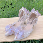 Aiertu Lolit Shoes for Women Ladies Party Shoes Luxury Designer Elegant Woman Shoe French Wedding Shoes Bride Bar Mitzvah Gift Aiertu
