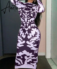 Aiertu Long Sleeve Backless Sexy Camouflage Dress Summer Women Fashion Streetwear Outfits Solid Club Clothing Aiertu
