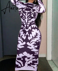 Aiertu Long Sleeve Backless Sexy Camouflage Dress Summer Women Fashion Streetwear Outfits Solid Club Clothing Aiertu