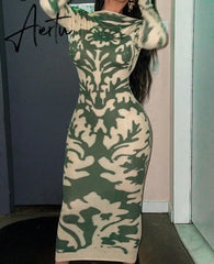 Aiertu Long Sleeve Backless Sexy Camouflage Dress Summer Women Fashion Streetwear Outfits Solid Club Clothing Aiertu