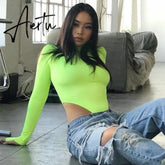 Aiertu long sleeve high neck neon bodycon sexy Christmas bodysuit autumn winter women fashion casual slim fit body Aiertu