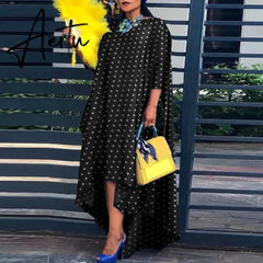 Aiertu Loose Dress Elegant Women Bohemian Sundress Lapel Neck Dress Vestidos Elegant Sundress Robe Femme Aiertu