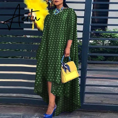 Aiertu Loose Dress Elegant Women Bohemian Sundress Lapel Neck Dress Vestidos Elegant Sundress Robe Femme Aiertu