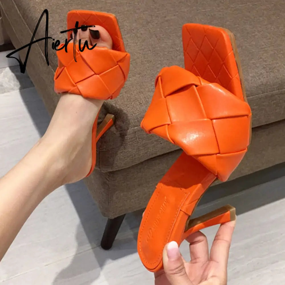 Aiertu Luxury Design Slides Women 9cm High Heels Mules Fetish Summer Sandals Stiletto Heels Slippers Prom Platform Stripper Shoes Aiertu
