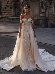 Aiertu Luxury Wedding Gowns Sequin Lace Appliques Ivory Corset Bride Dress With Detachable Train Women 2024 Wedding Dresses Aiertu