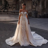 Aiertu Luxury Wedding Gowns Sequin Lace Appliques Ivory Corset Bride Dress With Detachable Train Women 2024 Wedding Dresses Aiertu
