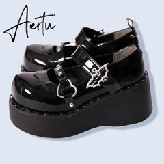 Aiertu Mary Jane Shoes Sweet Cute Women Pumps Wedge Heels Platform Shoes Women Gothic Girls Lolita Punk Shoes High Heels Plus Size 43 Aiertu