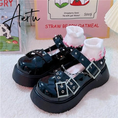 Aiertu Mary Jane Shoes Sweet Cute Women Pumps Wedge Heels Platform Shoes Women Gothic Girls Lolita Punk Shoes High Heels Plus Size 43 Aiertu