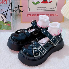 Aiertu Mary Jane Shoes Sweet Cute Women Pumps Wedge Heels Platform Shoes Women Gothic Girls Lolita Punk Shoes High Heels Plus Size 43 Aiertu