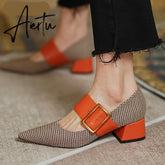 Aiertu Mary Jane Shoes Woman Fashion Spring Brand Design Women Pumps High Heels Femme Pointed Toe Party Ladies Shoes Heels Women Aiertu