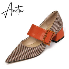 Aiertu Mary Jane Shoes Woman Fashion Spring Brand Design Women Pumps High Heels Femme Pointed Toe Party Ladies Shoes Heels Women Aiertu