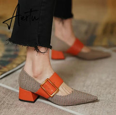Aiertu Mary Jane Shoes Woman Fashion Spring Brand Design Women Pumps High Heels Femme Pointed Toe Party Ladies Shoes Heels Women Aiertu