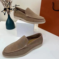 Aiertu Men's Flat Shoes Autumn Winter High Quality LP Cattle Velvet Fabric Round Head Casual Men's Shoes Fashion Loafers Aiertu