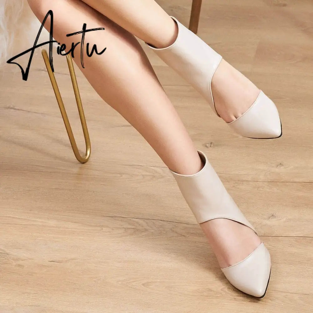 Aiertu Mio Gusto Brand Sasha Black Brown Skin Colors High Quality 8Cm Heels Low-Cut Bootie Stiletto Women Shoes pumps Aiertu