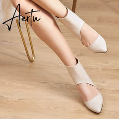 Aiertu Mio Gusto Brand Sasha Black Brown Skin Colors High Quality 8Cm Heels Low-Cut Bootie Stiletto Women Shoes pumps Aiertu