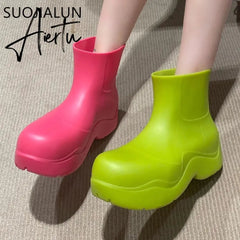 Aiertu New Brand Women Rain Boots New Rubber Ladies Walking Waterproof Ankle Rainboots Casual Thick Bottom Short Boot S Aiertu