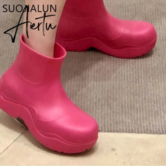 Aiertu New Brand Women Rain Boots New Rubber Ladies Walking Waterproof Ankle Rainboots Casual Thick Bottom Short Boot S Aiertu