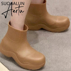 Aiertu New Brand Women Rain Boots New Rubber Ladies Walking Waterproof Ankle Rainboots Casual Thick Bottom Short Boot S Aiertu