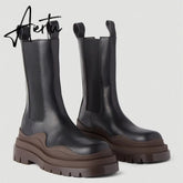 Aiertu New brown Martin boots platform high boots Chelsea boots for men and women high top boots Aiertu