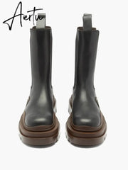 Aiertu New brown Martin boots platform high boots Chelsea boots for men and women high top boots Aiertu
