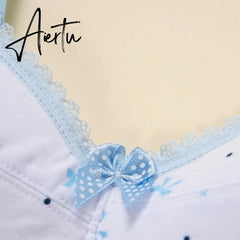 Aiertu New Cotton Girl Underwear Top Push Up Bra Small Chest Decompression Comfortable Convenient Without Steel Ring Bra Teenage Girls Aiertu